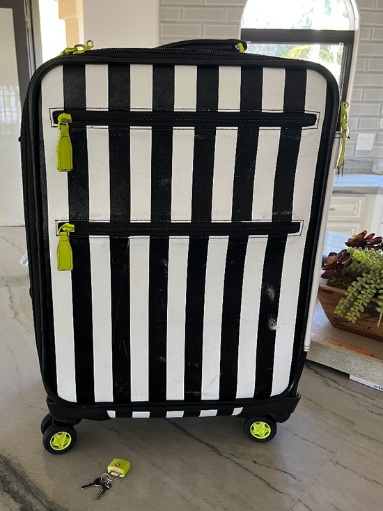 Handbags - Henri Bendel Black/white Stripe Roller bag/ Carry on